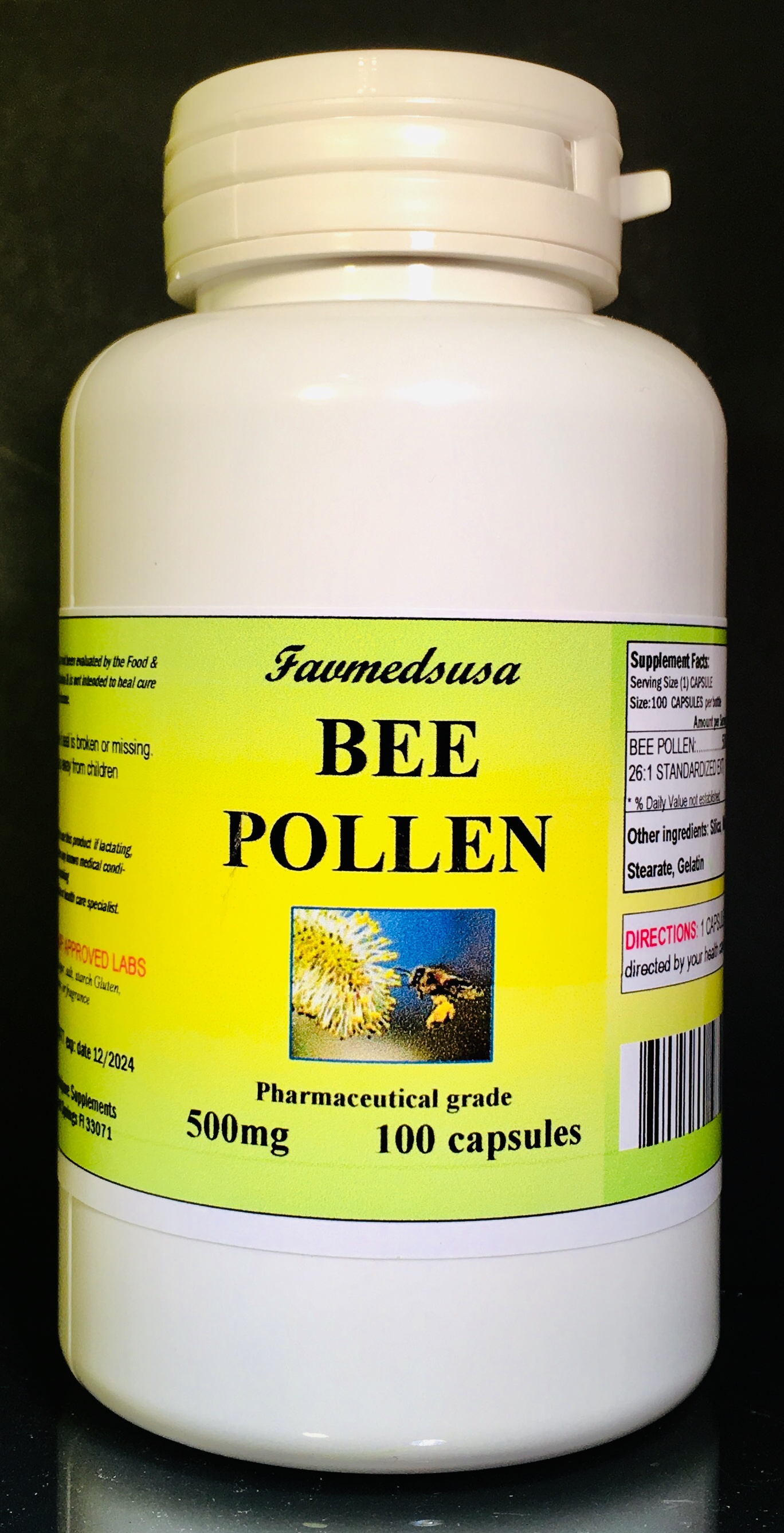 Bee Pollen 500mg antioxidant - 100 capsules